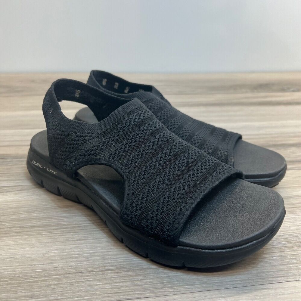 Skechers Vegan Washable‎ Slingback Sandals Flex Appeal 4.0 Black Size 8